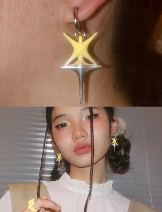 ⟡.· flower star (earring/earclip)